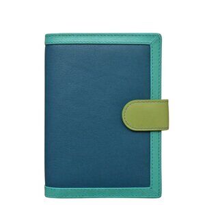ili New York Leather RFID Passport wallet, multicolor turquoise and teal